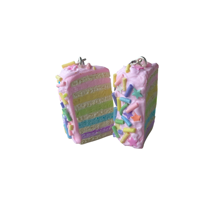 rainbow cake earrings