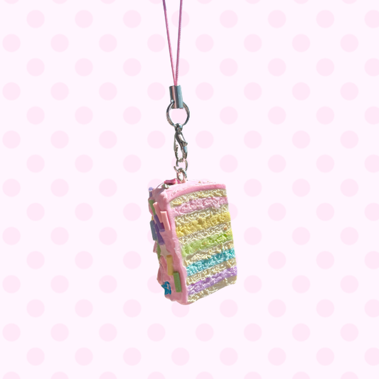 rainbow cake phone charm