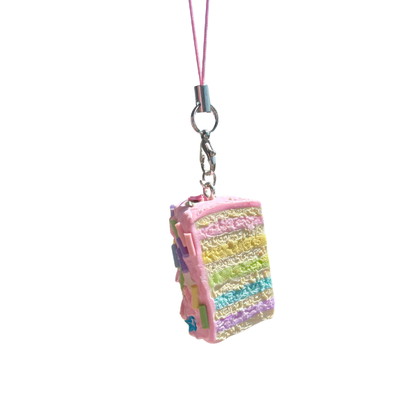 rainbow cake phone charm