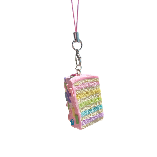 rainbow cake phone charm