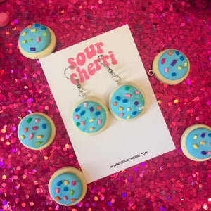 blue sugar cookie earrings