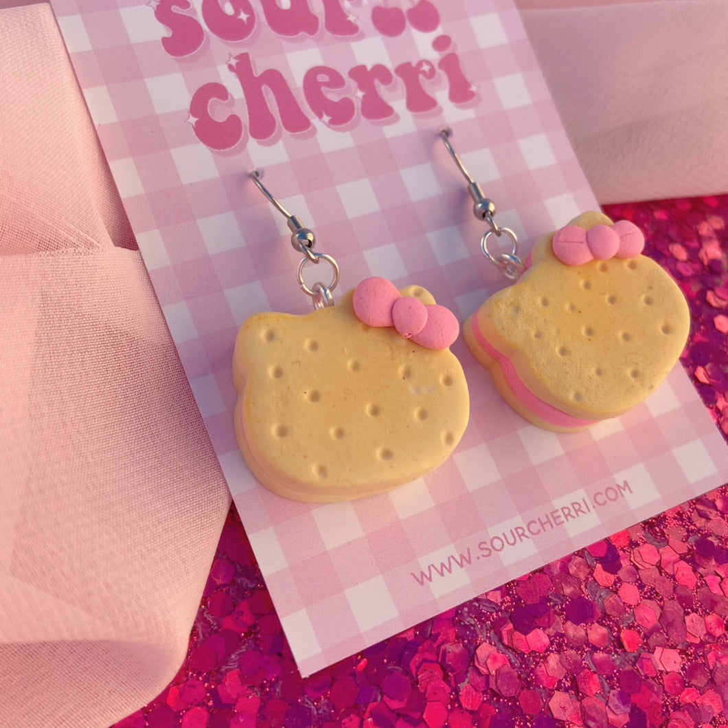 kitty cookie earrings