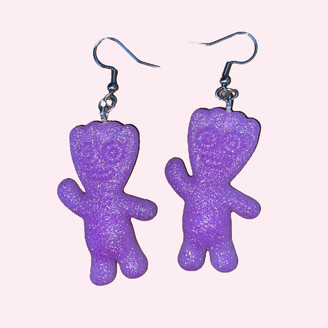 sour patch earrings - purple