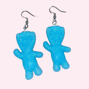 sour patch earrings - blue