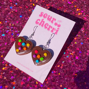 cosmic brownie heart earrings