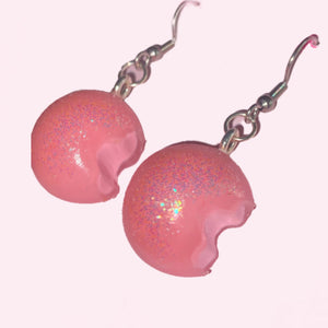 pink sparkly mochi earrings