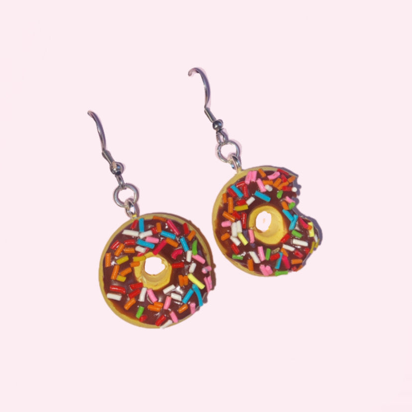 Chocolate donut earrings